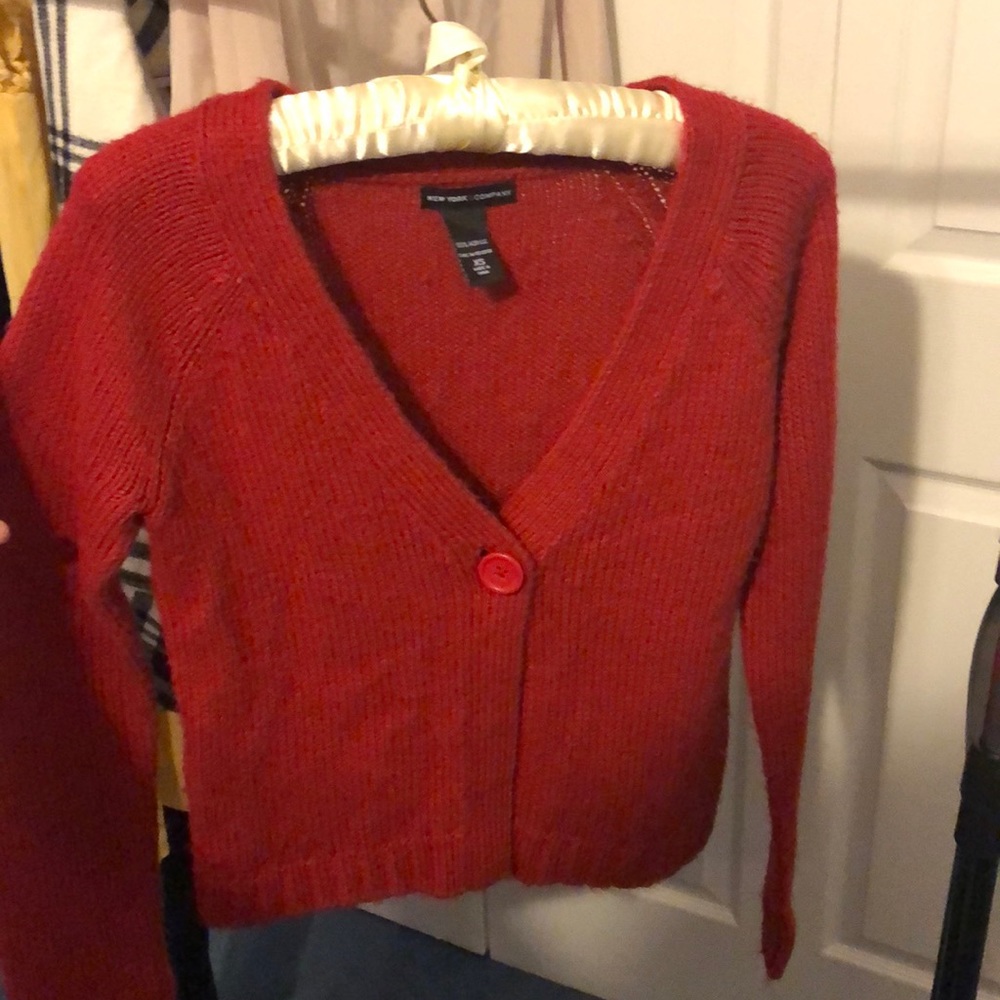 Red cardigan